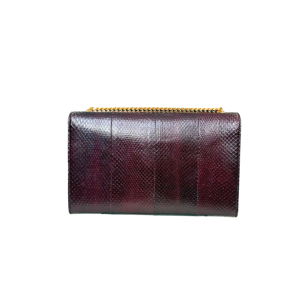 Python Kate Tassel Bag Medium Burgundy Gold Hardware