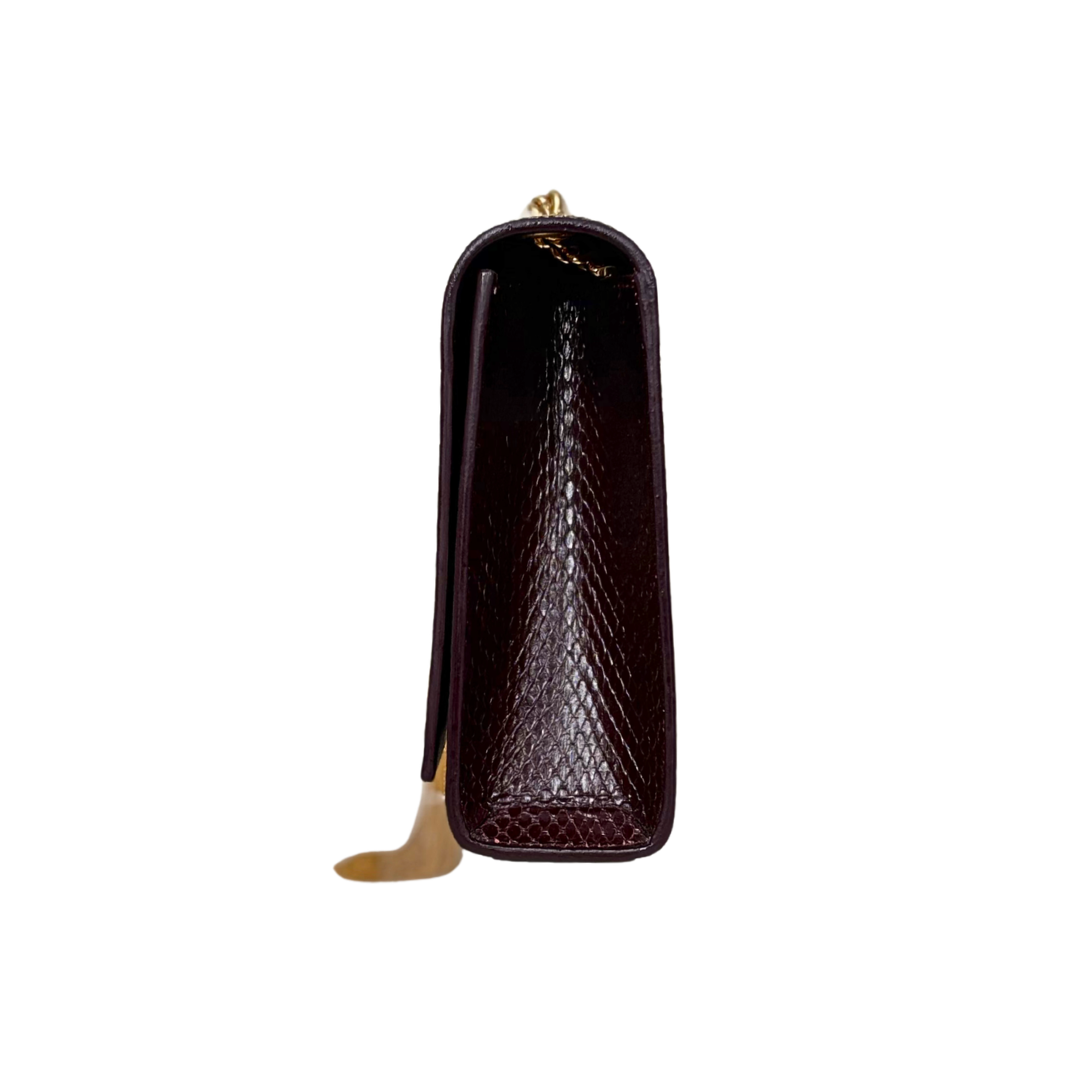 Python Kate Tassel Bag Medium Burgundy Gold Hardware