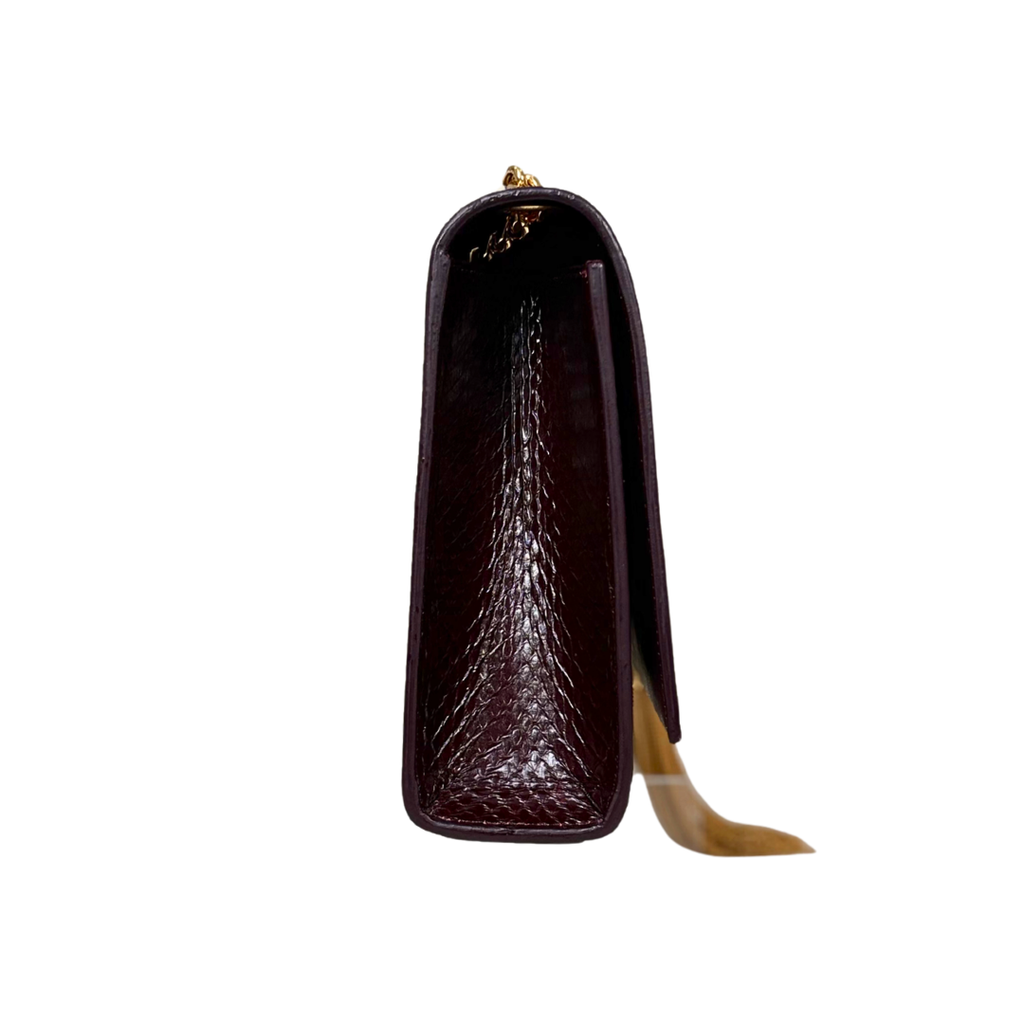 Python Kate Tassel Bag Medium Burgundy Gold Hardware