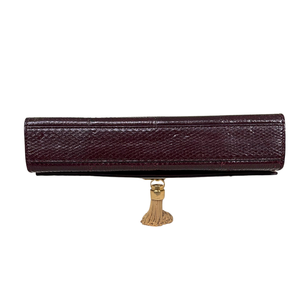 Python Kate Tassel Bag Medium Burgundy Gold Hardware