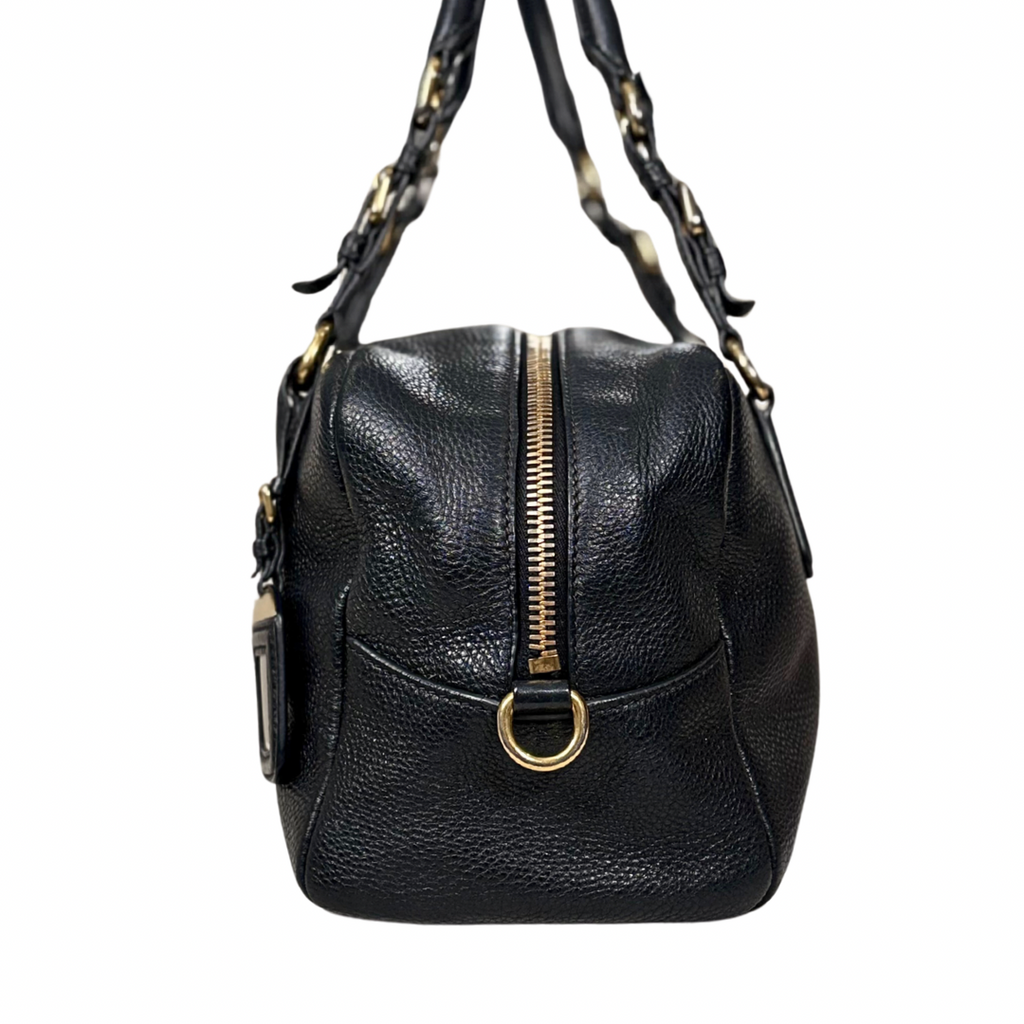 Bauletto Bag Vitello Black Daino Leather Gold Hardware