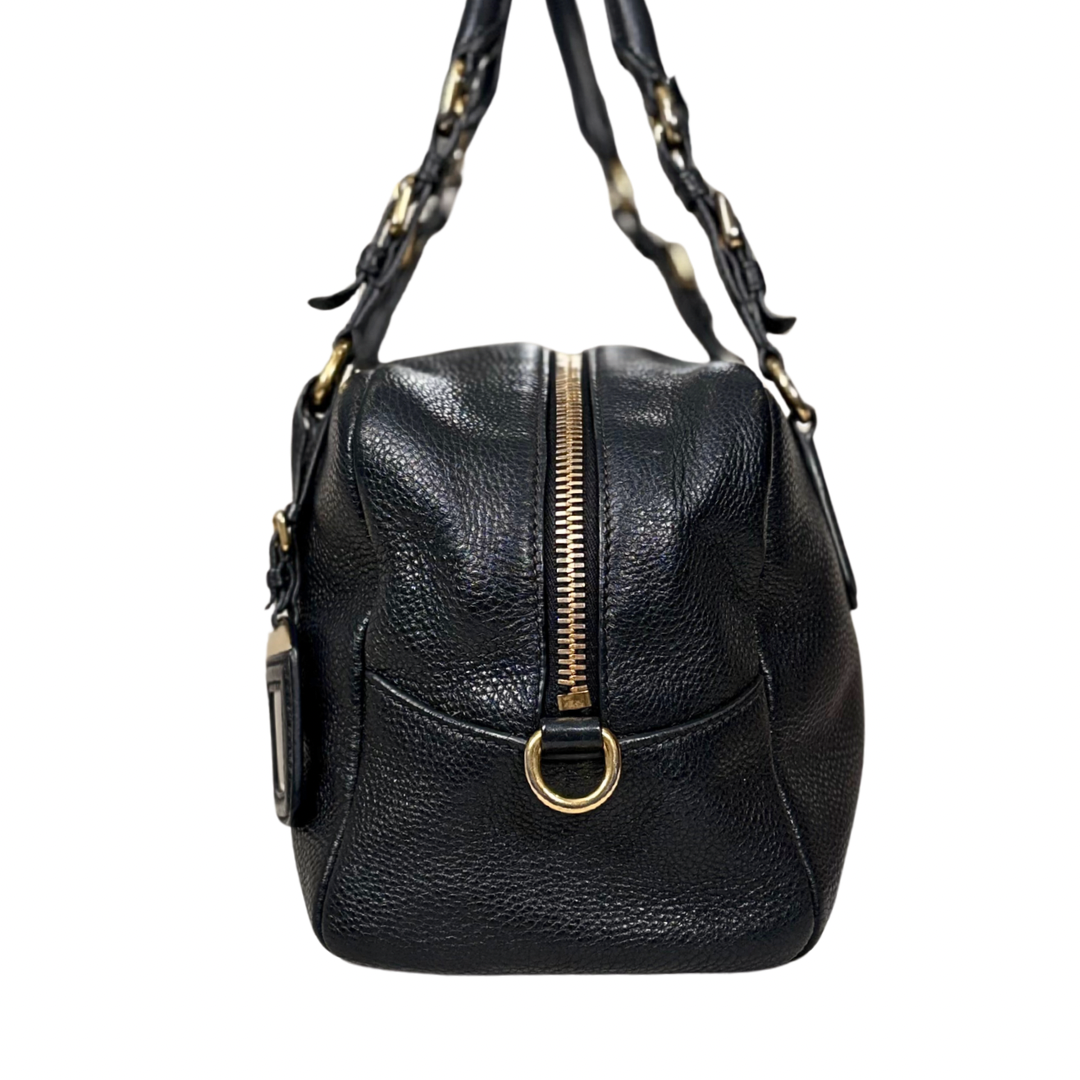 Bauletto Bag Vitello Black Daino Leather Gold Hardware