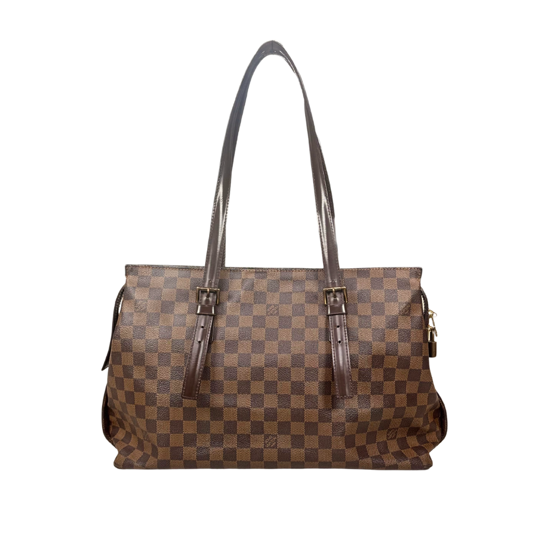 Chelsea Tote Bag Damier Ebene Canvas Gold Hardware