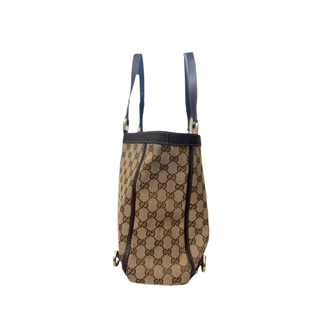 Abbey D-Ring Brown GG Canvas Silver Hardware