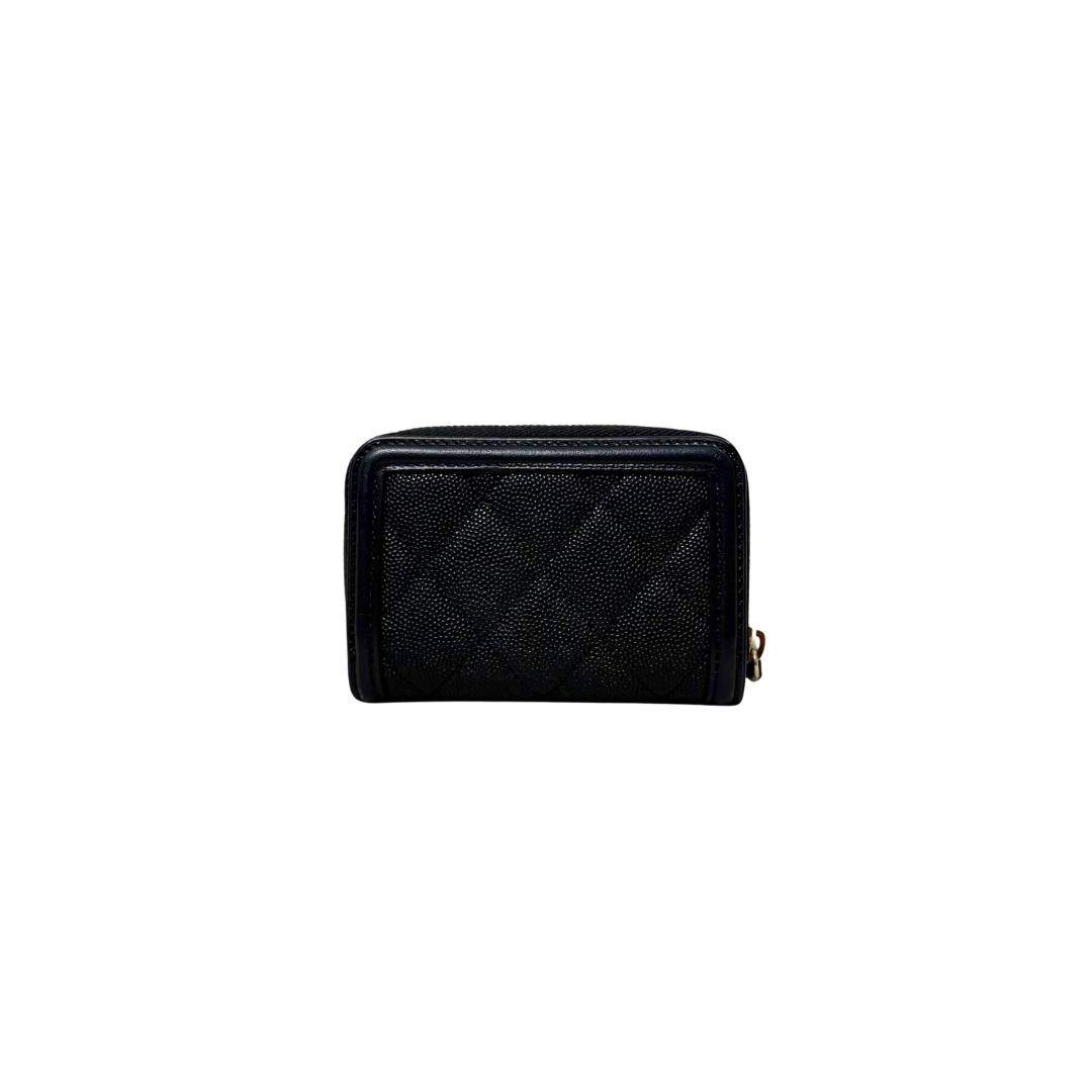 Filigree Wallet Black Caviar Leather Gold Hardware