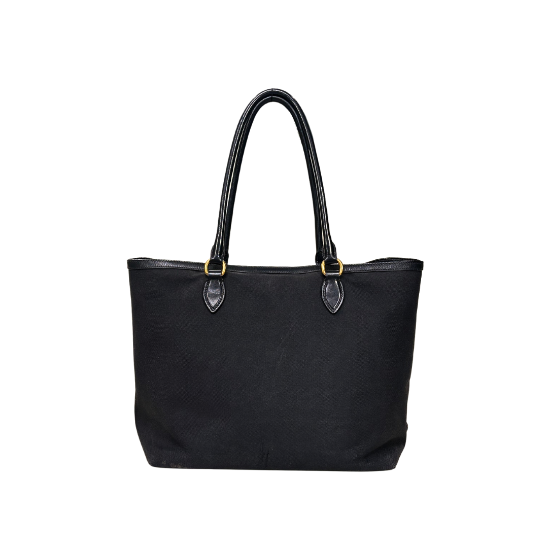 Canvas Tote Bag Black Gold Hardware
