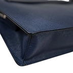 Clutch Saffiano Leather Navy Blue Silver Hardware