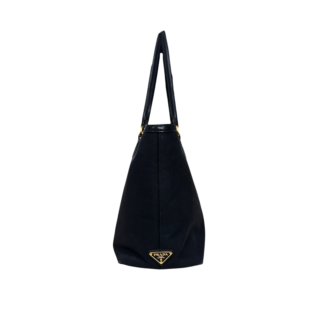 Canvas Tote Bag Black Gold Hardware