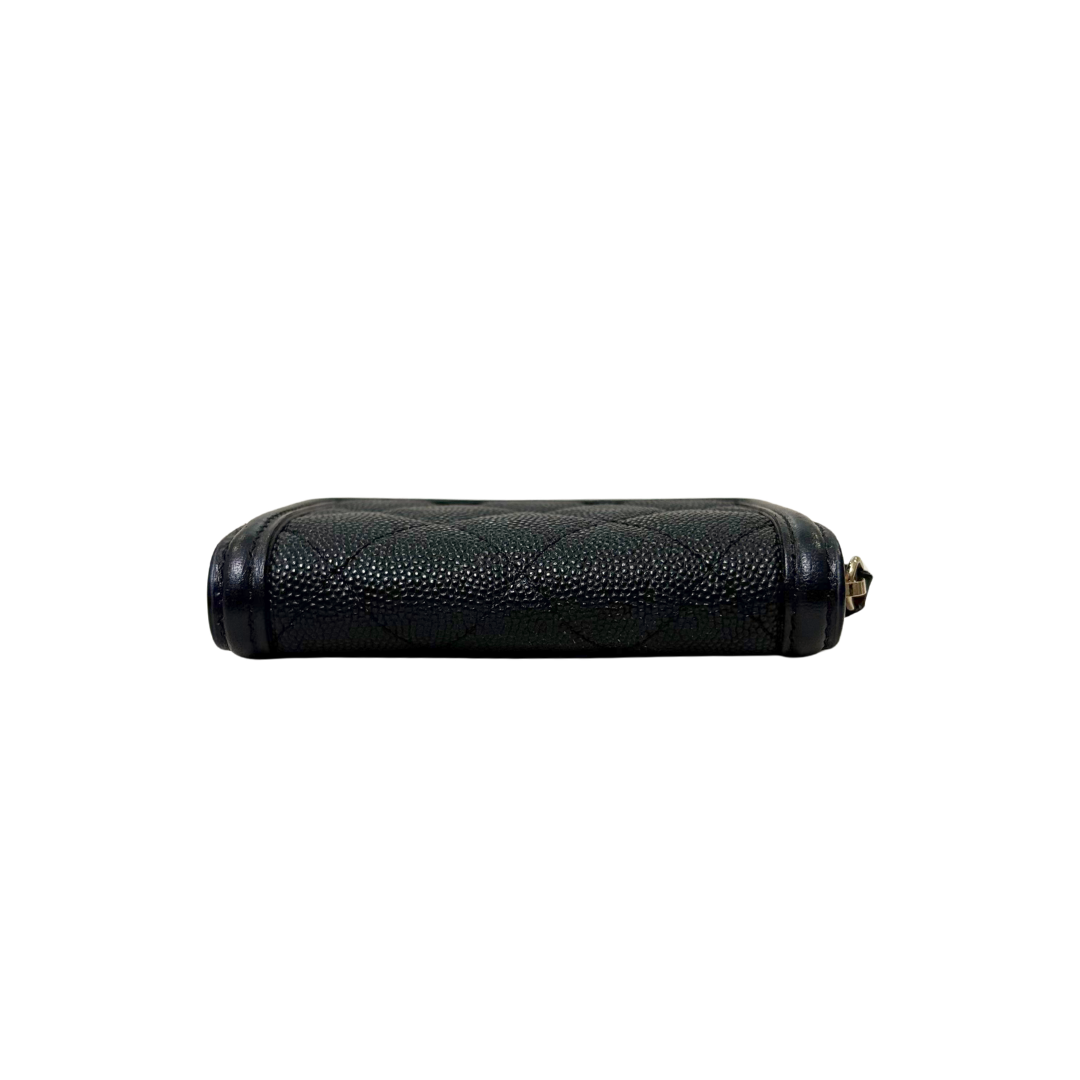 Filigree Wallet Black Caviar Leather Gold Hardware