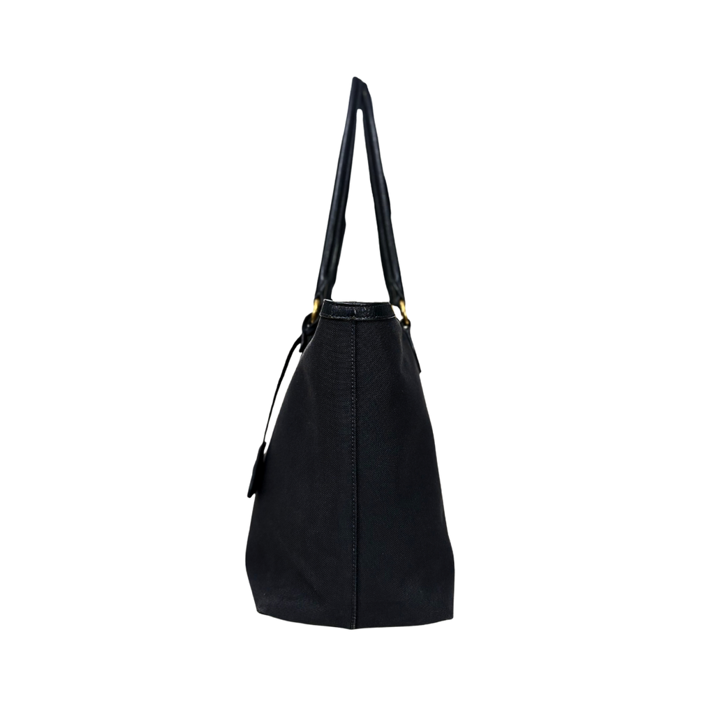 Canvas Tote Bag Black Gold Hardware
