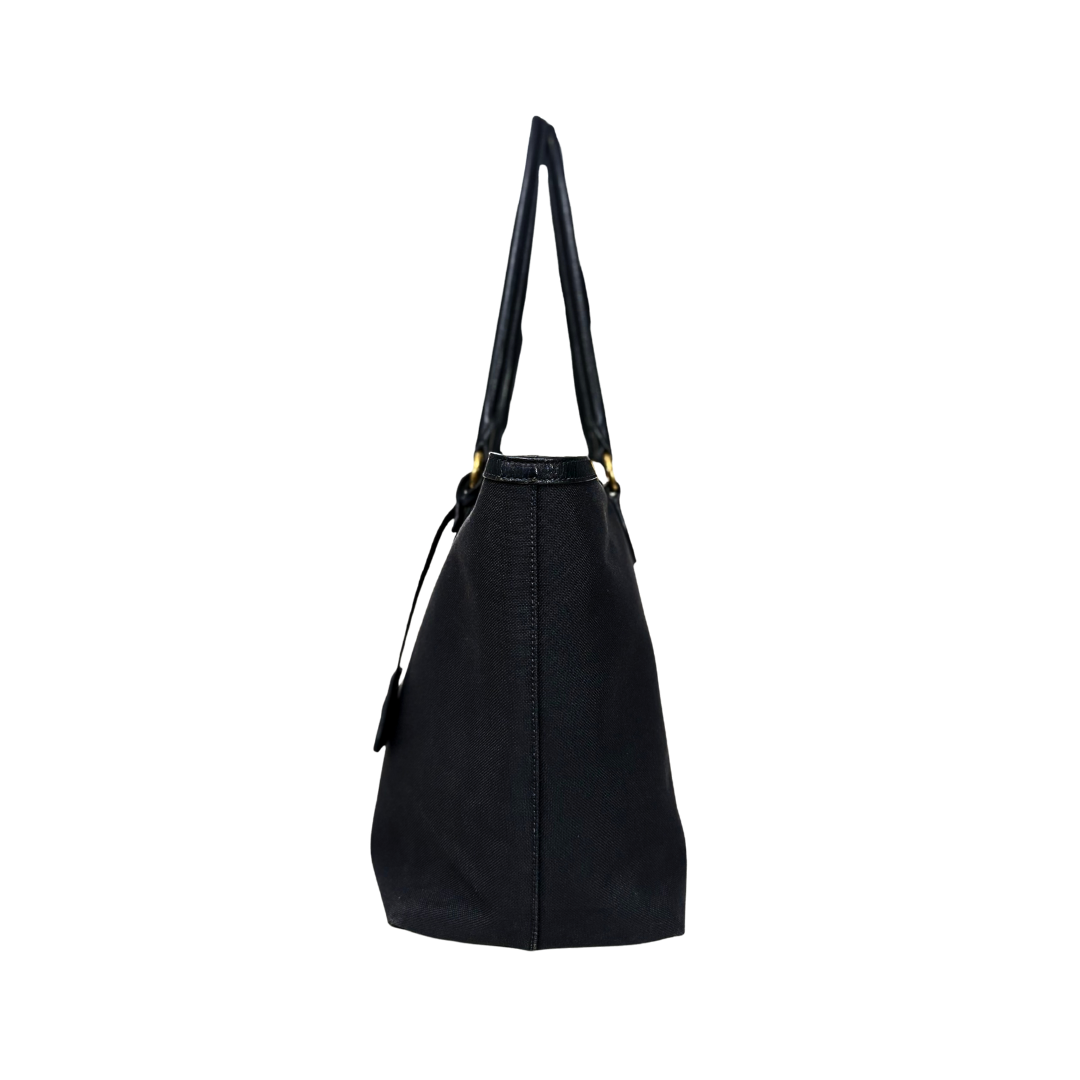 Canvas Tote Bag Black Gold Hardware