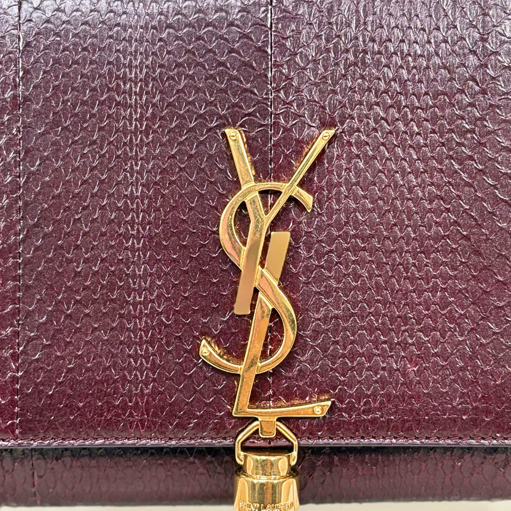 Python Kate Tassel Bag Medium Burgundy Gold Hardware