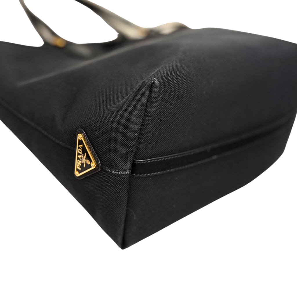 Canvas Tote Bag Black Gold Hardware