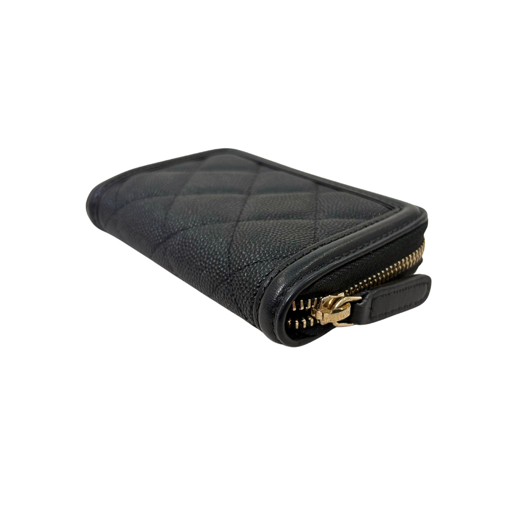 Filigree Wallet Black Caviar Leather Gold Hardware