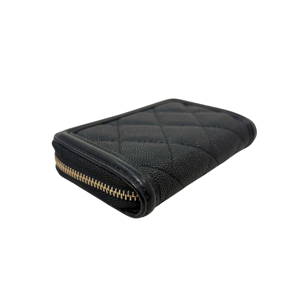 Filigree Wallet Black Caviar Leather Gold Hardware