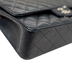 Classic Double Flap Medium Black Caviar Leather Silver Hardware Series 15