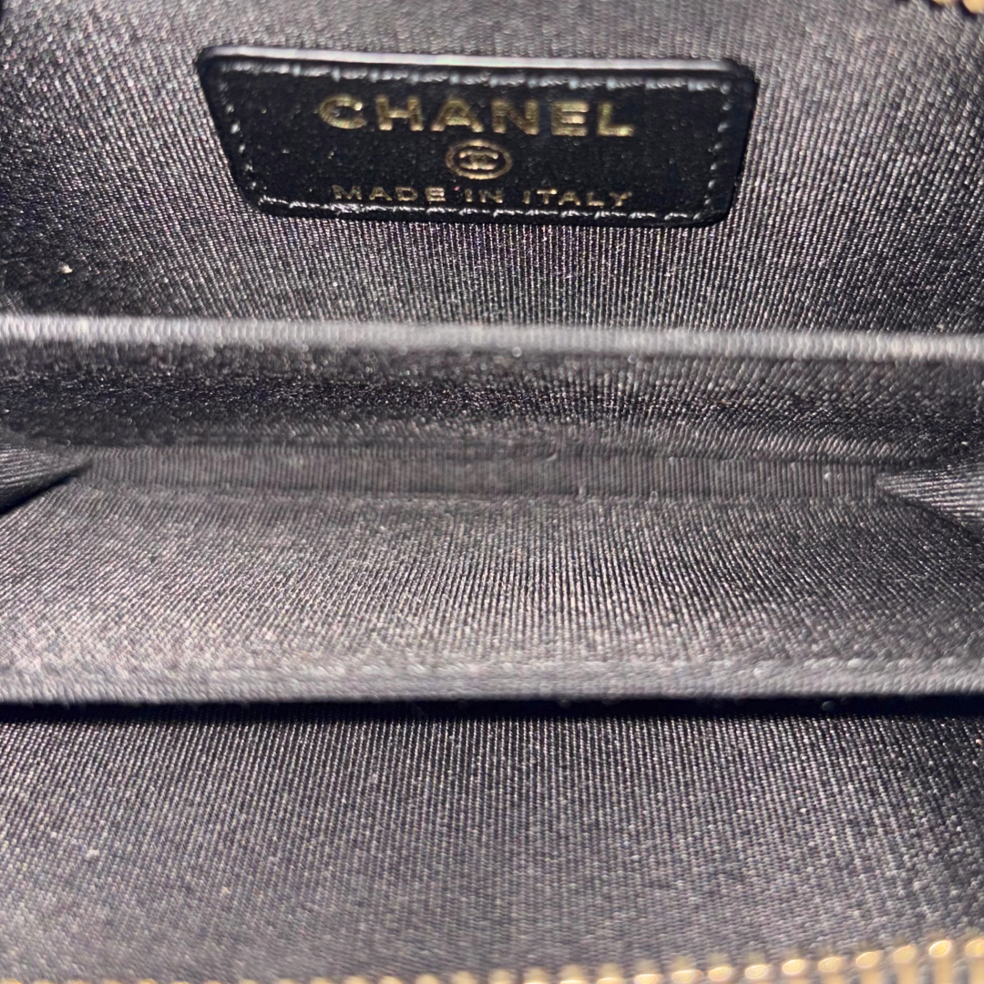 Filigree Wallet Black Caviar Leather Gold Hardware