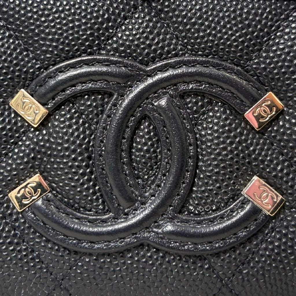 Filigree Wallet Black Caviar Leather Gold Hardware