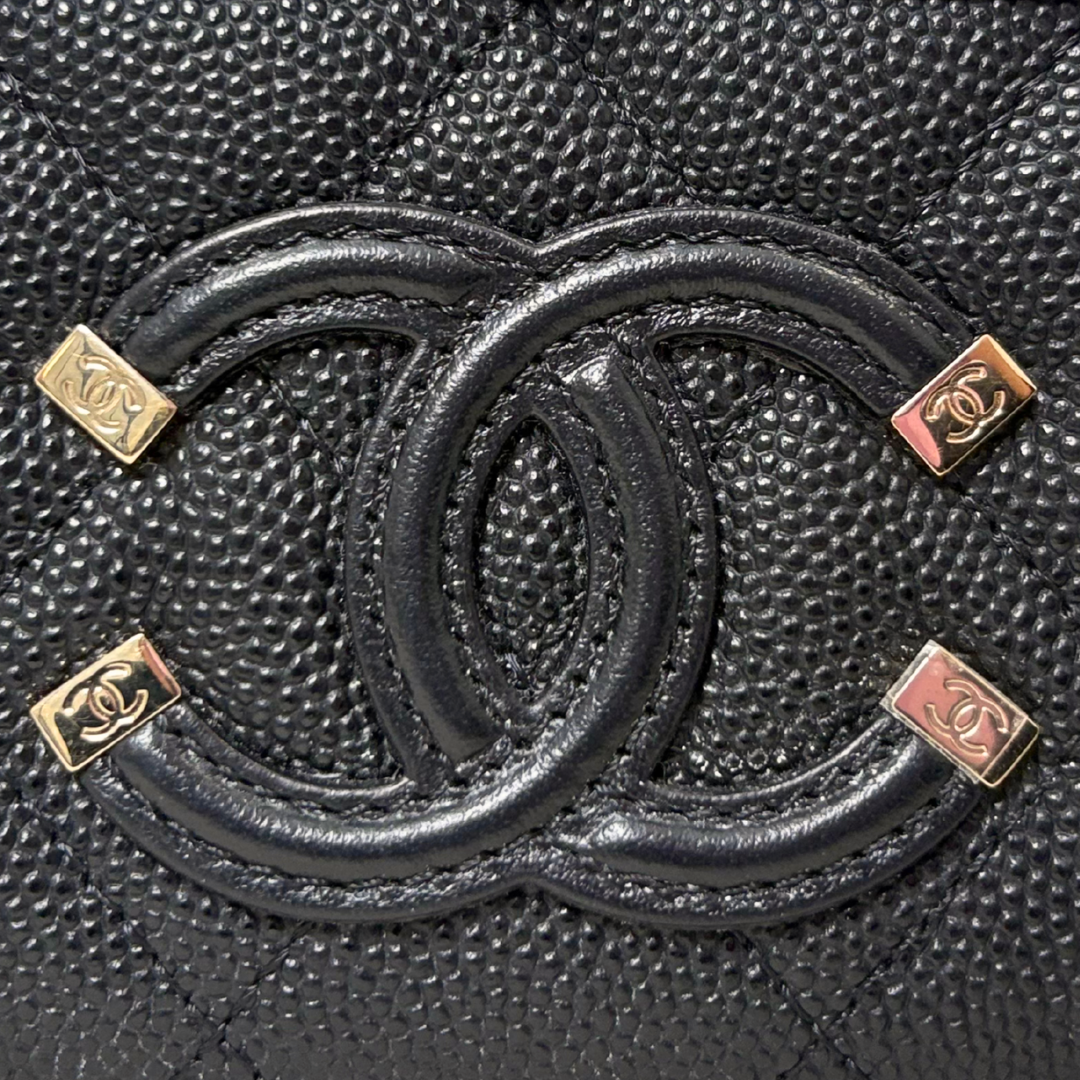 Filigree Wallet Black Caviar Leather Gold Hardware