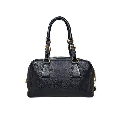 Bauletto Bag Vitello Black Daino Leather Gold Hardware
