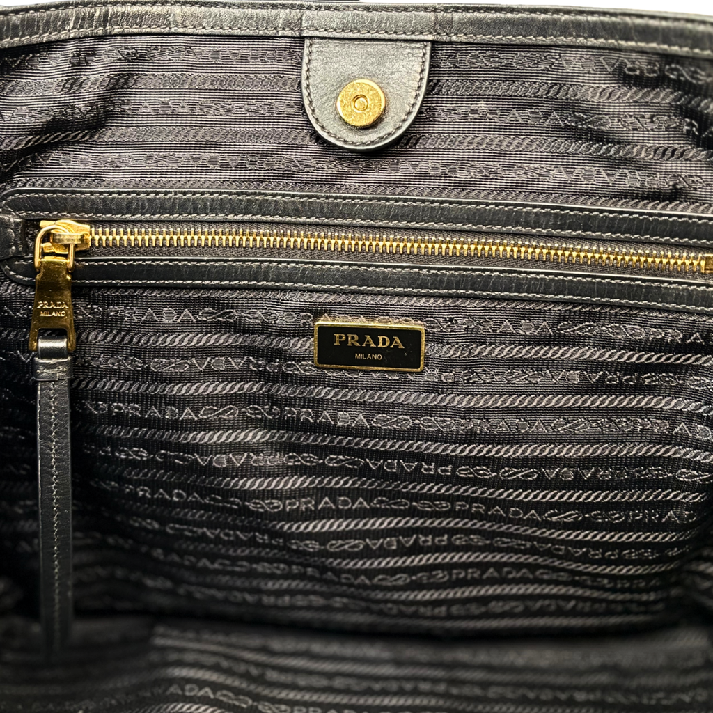 Canvas Tote Bag Black Gold Hardware