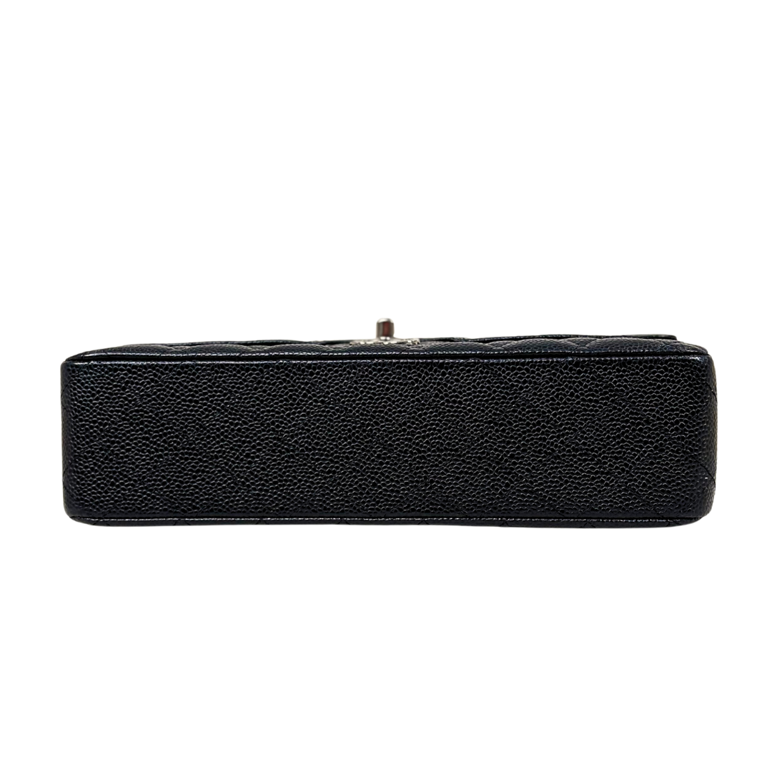 Classic Double Flap Medium Black Caviar Leather Silver Hardware Series 15