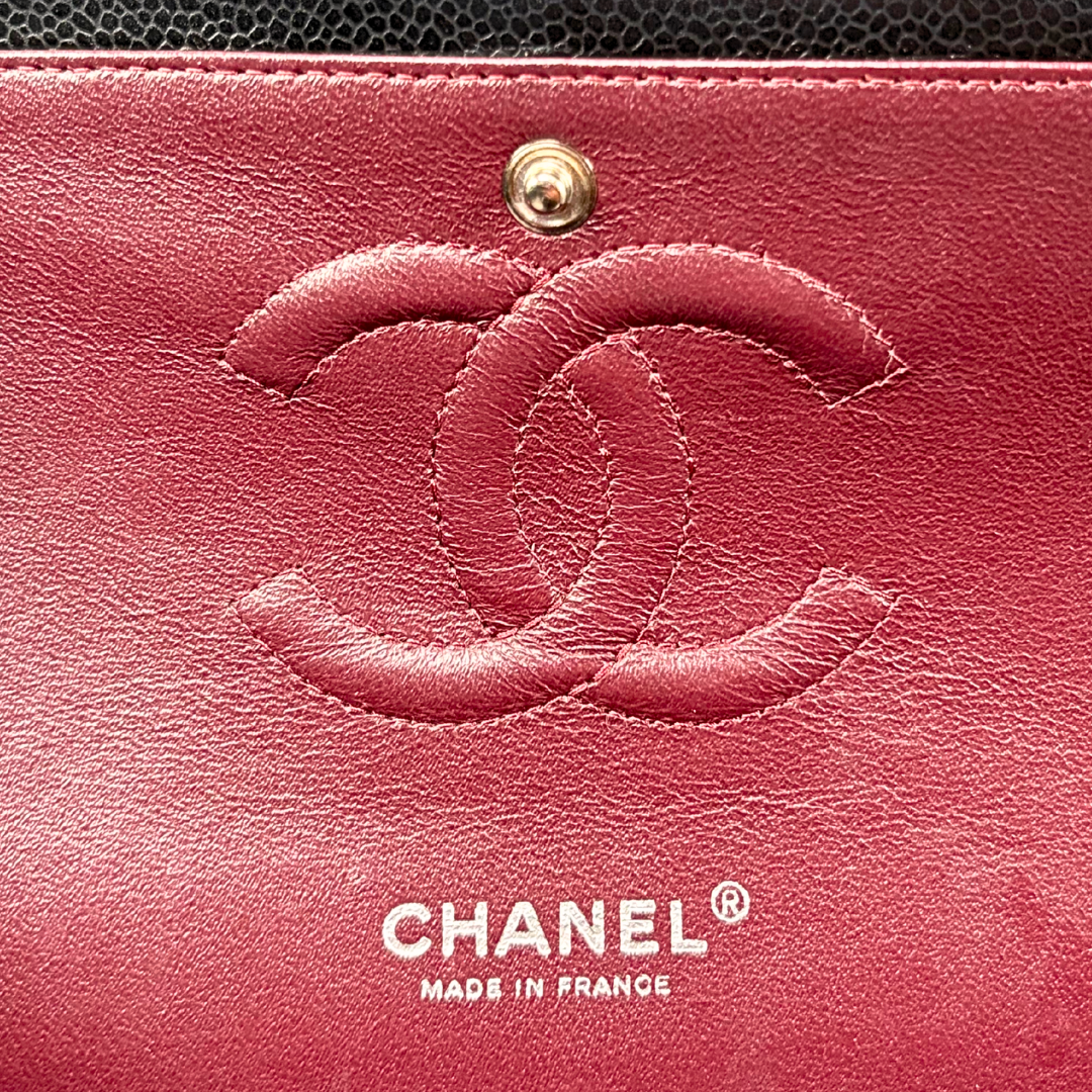 Classic Double Flap Medium Black Caviar Leather Silver Hardware Series 15
