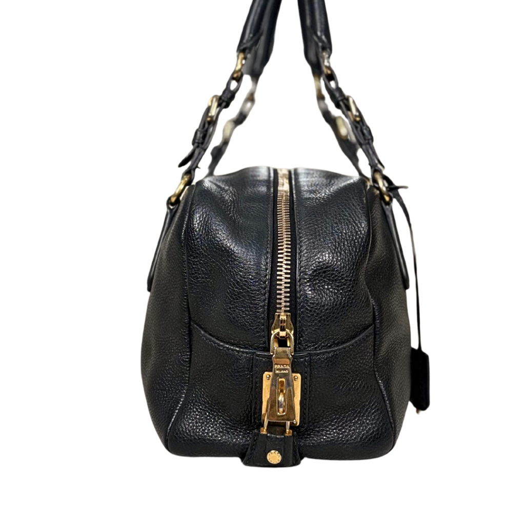 Bauletto Bag Vitello Black Daino Leather Gold Hardware