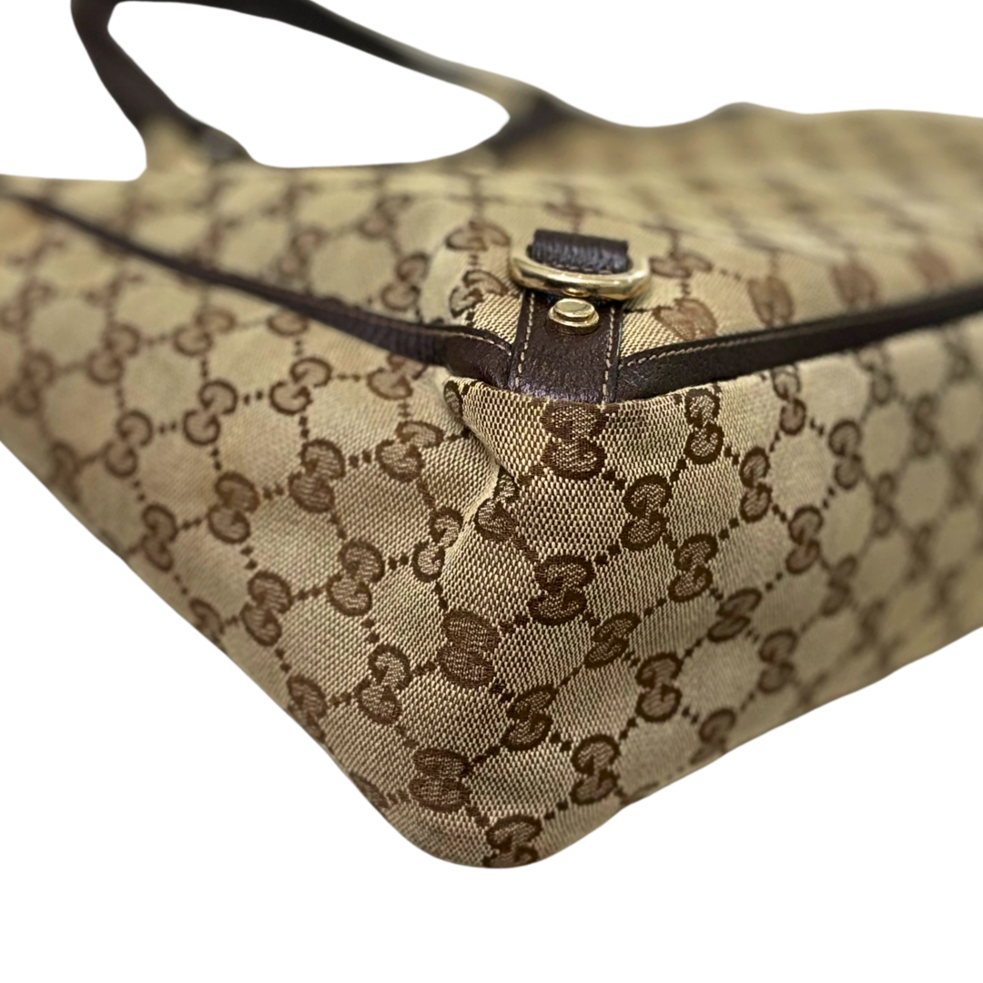 Abbey D-Ring Brown GG Canvas Silver Hardware