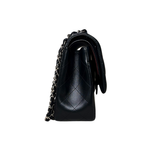 Classic Double Flap Jumbo Black Lambskin Leather Silver Hardware Series 26