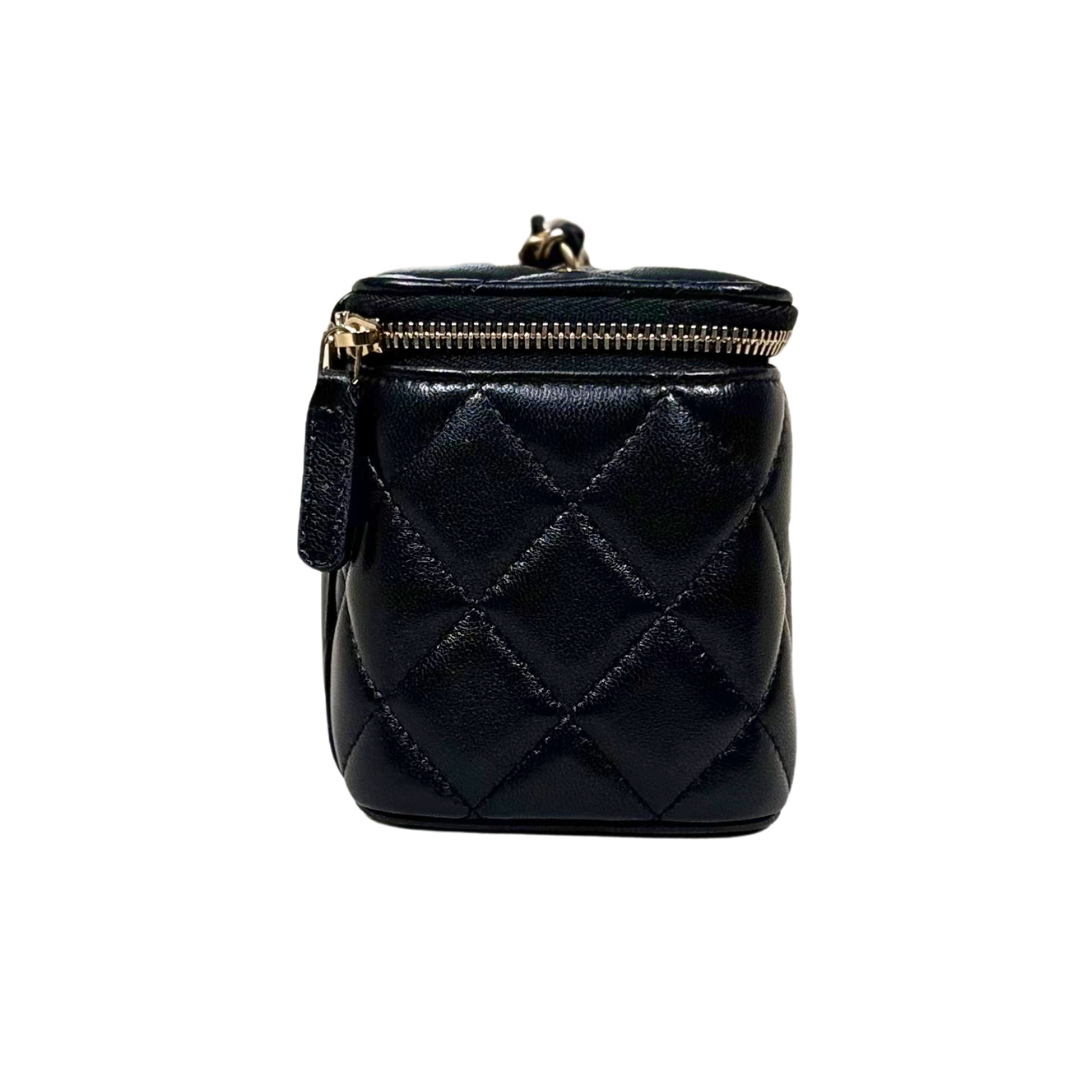 Vanity Case Pearl Crush Lambskin Leather Gold Hardware Microchip