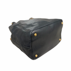 Vitello Daino Tote Bag Black Gold Hardware