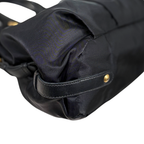 Tessuto Nylon Gauffre Satchel Black Gold Hardware