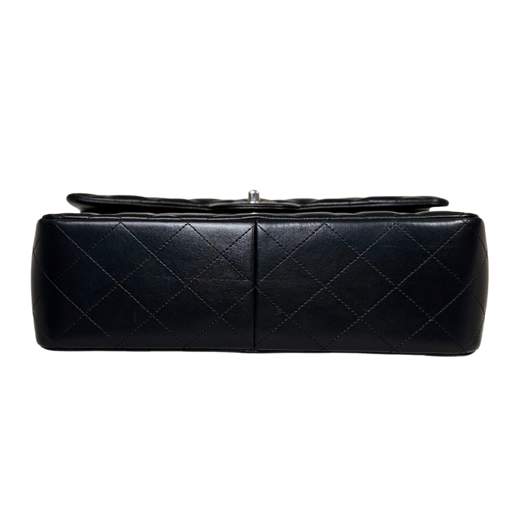 Classic Double Flap Jumbo Black Lambskin Leather Silver Hardware Series 26