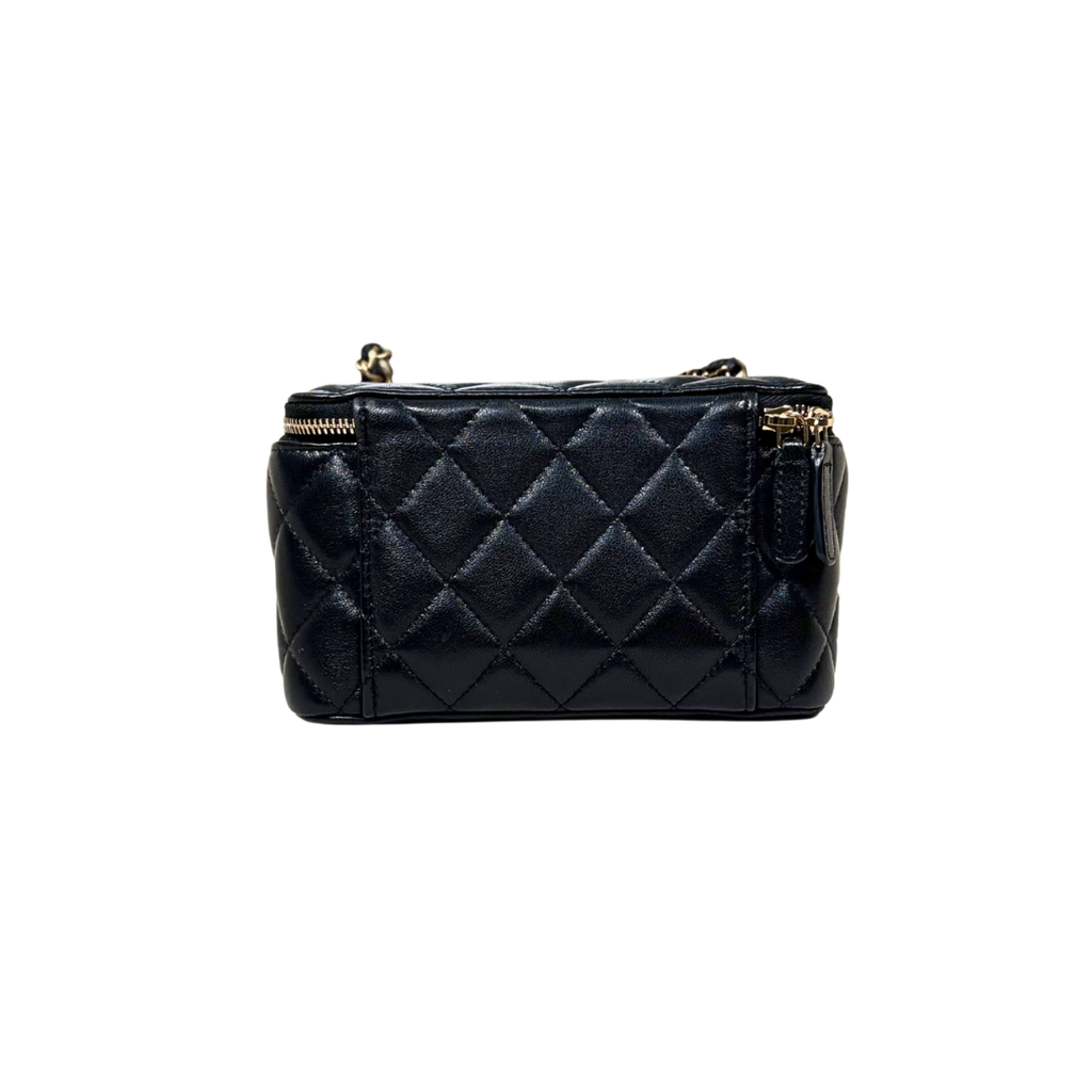 Vanity Case Pearl Crush Lambskin Leather Gold Hardware Microchip