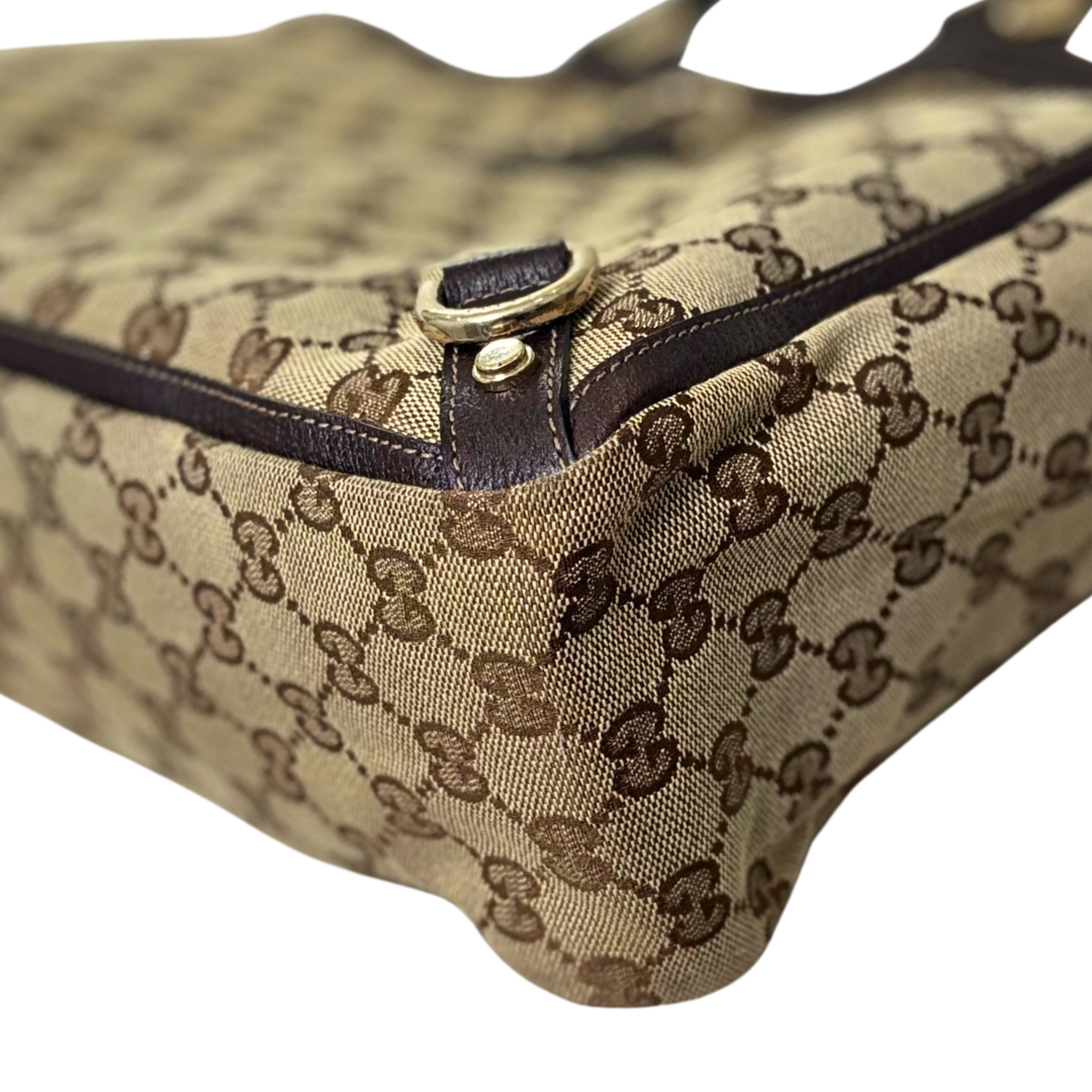 Abbey D-Ring Brown GG Canvas Silver Hardware