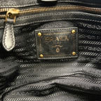 Tessuto Nylon Gauffre Satchel Black Gold Hardware