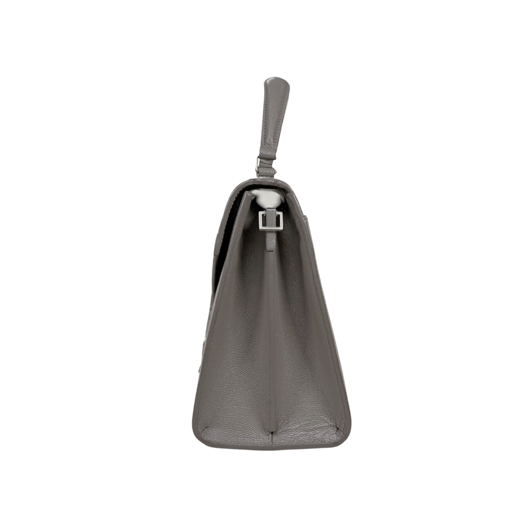 Cassandra Top Handle Bag Grey Silver Hardware
