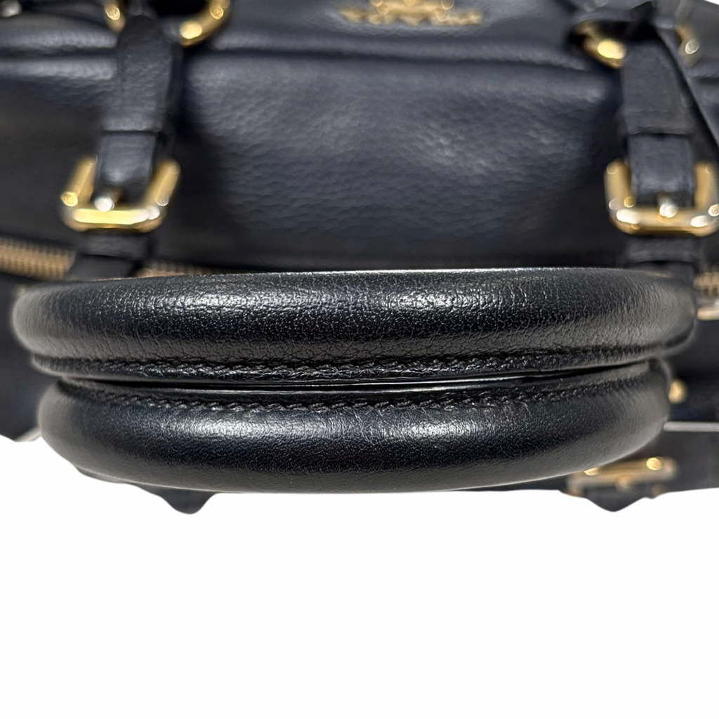 Bauletto Bag Vitello Black Daino Leather Gold Hardware