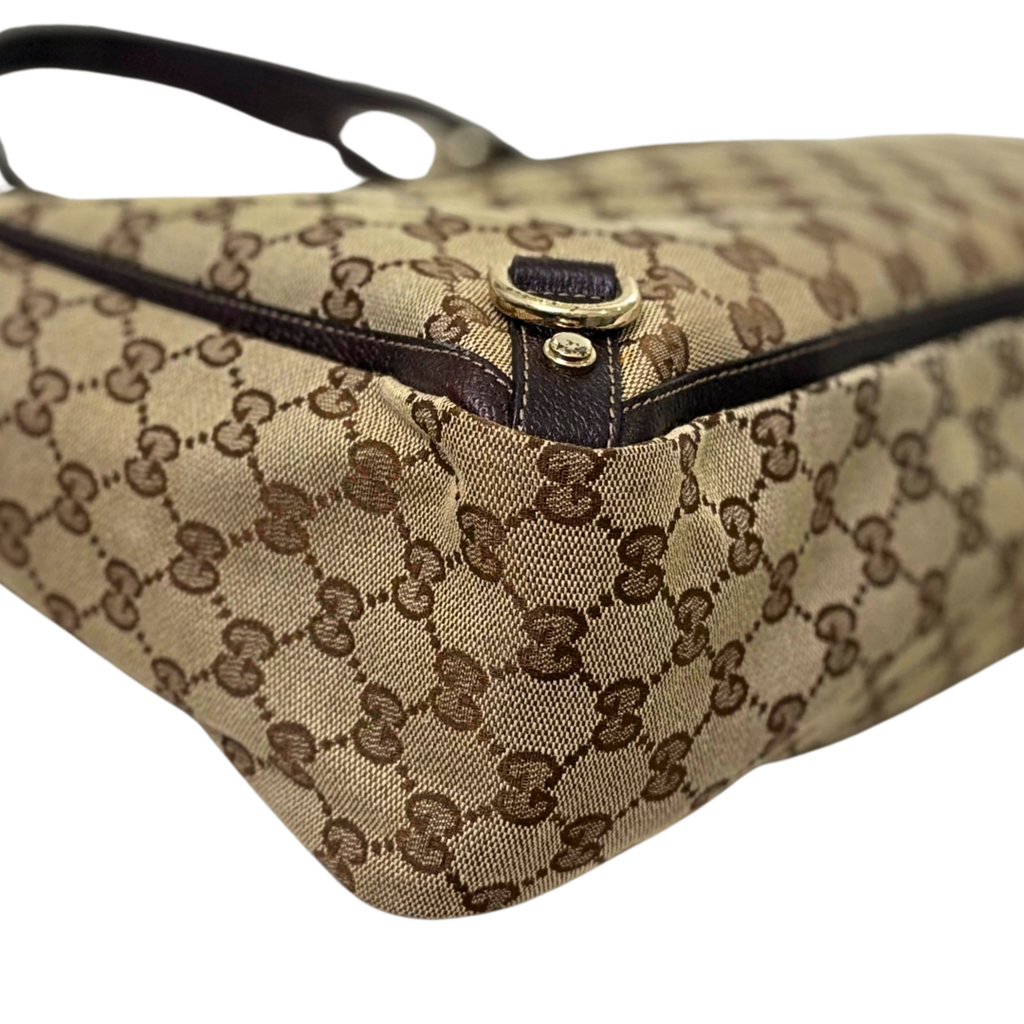 Abbey D-Ring Brown GG Canvas Silver Hardware