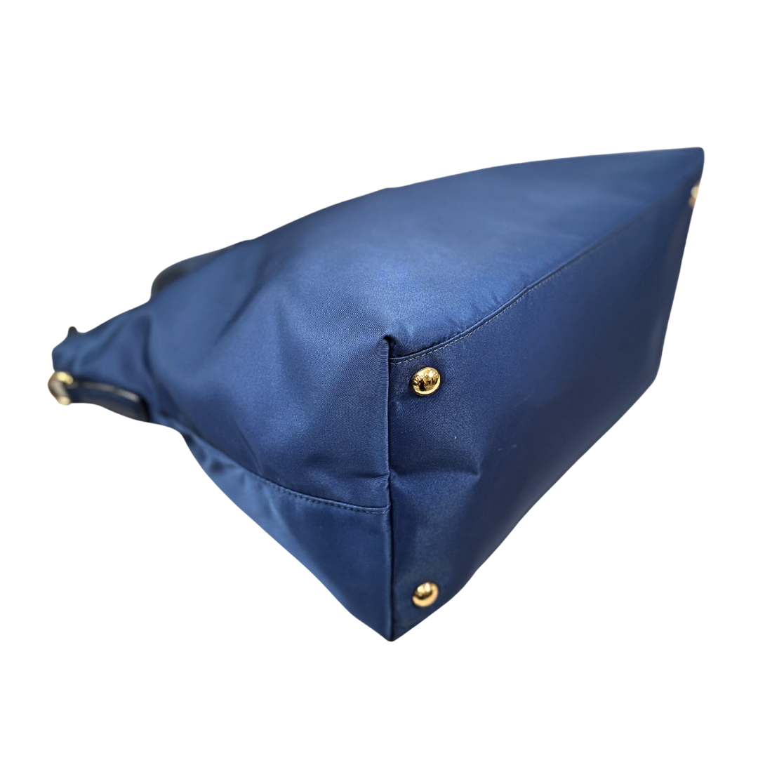 Tessuto Nylon Bag Blue Gold Hardware