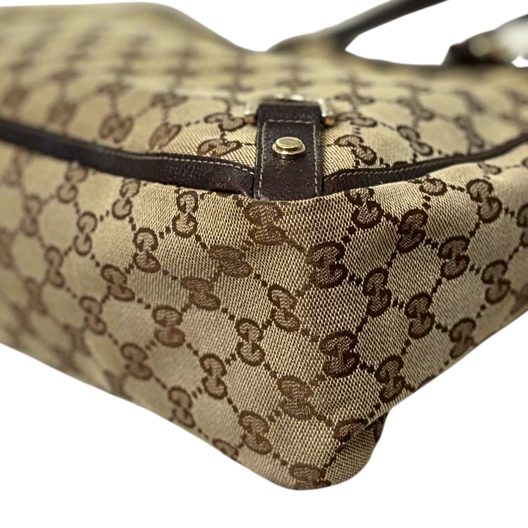 Abbey D-Ring Brown GG Canvas Silver Hardware