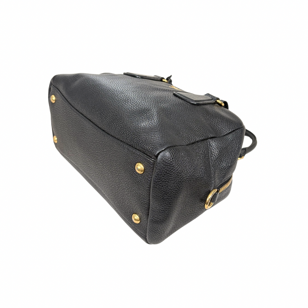 Bauletto Bag Vitello Black Daino Leather Gold Hardware