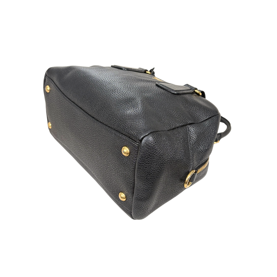 Bauletto Bag Vitello Black Daino Leather Gold Hardware