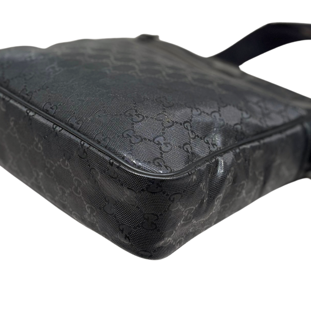 Imprime Messenger Bag Black GG Coated Canvas Silver-Tone Hardware