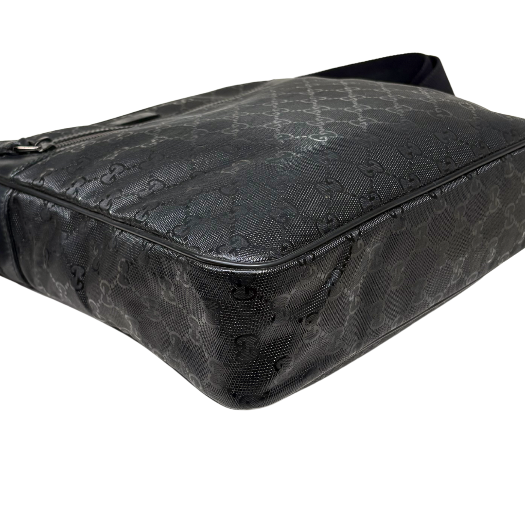 Imprime Messenger Bag Black GG Coated Canvas Silver-Tone Hardware