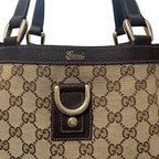Abbey D-Ring Brown GG Canvas Silver Hardware