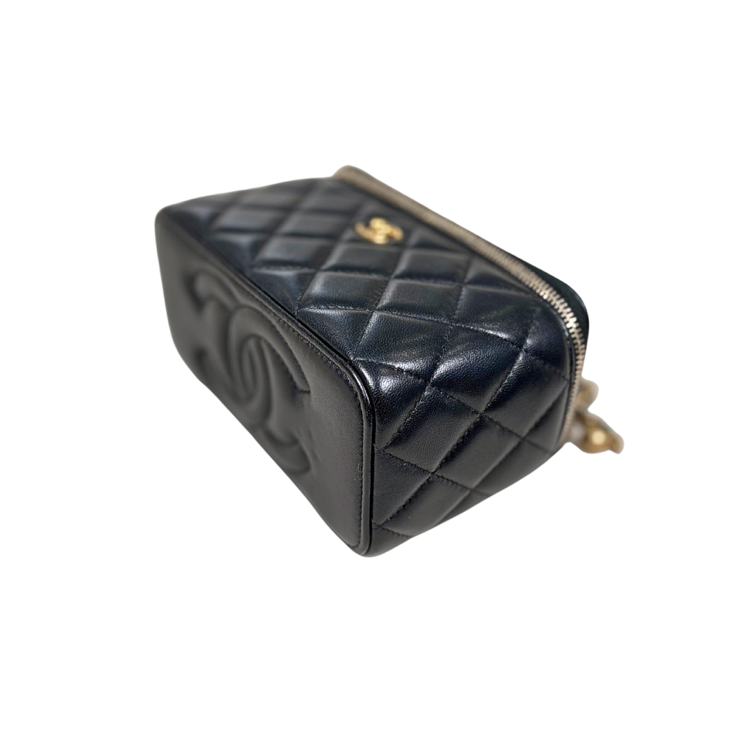 Vanity Case Pearl Crush Lambskin Leather Gold Hardware Microchip