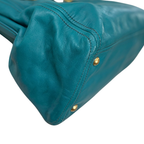 Vitello Daino Leather Bag Turquoise Gold Hardware