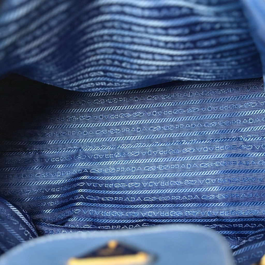 Tessuto Nylon Bag Blue Gold Hardware